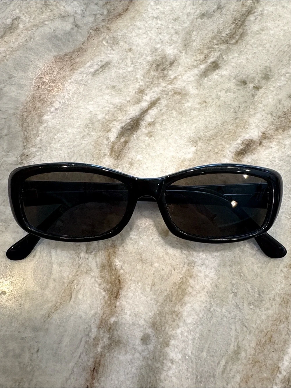 Vintage Designer Classic Black Women's Rectangle Sunglasses